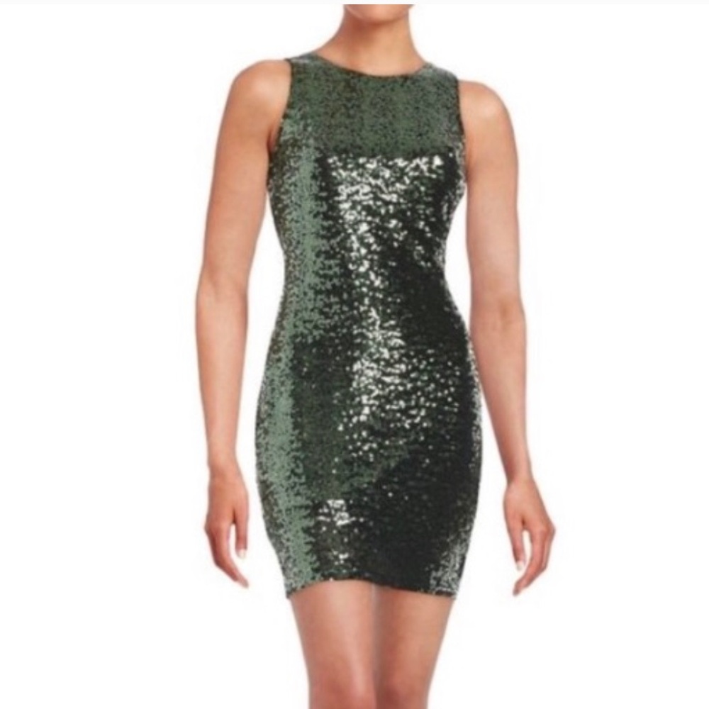 Badgley Mishka Belle Green Sequin Holiday Sheath